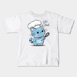 Cute cartoon chef cat with let's cook words Kids T-Shirt